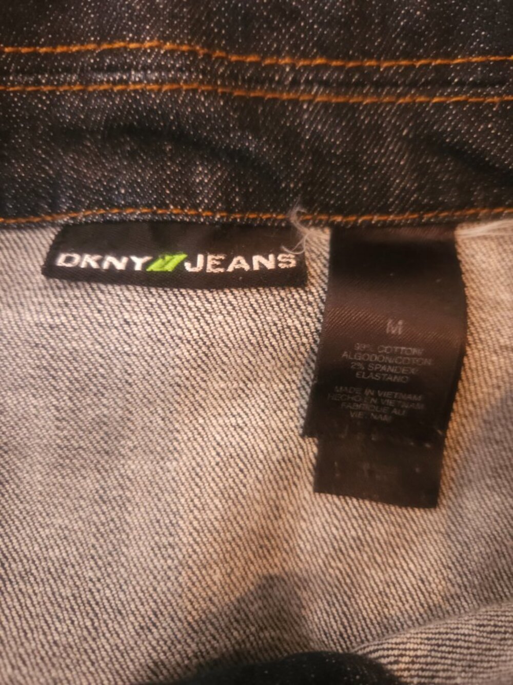 DKNY, Jean Jacket, Vintage Y2K, Fitted Dark Wash Denim, Size US M - Picture 6 of 8